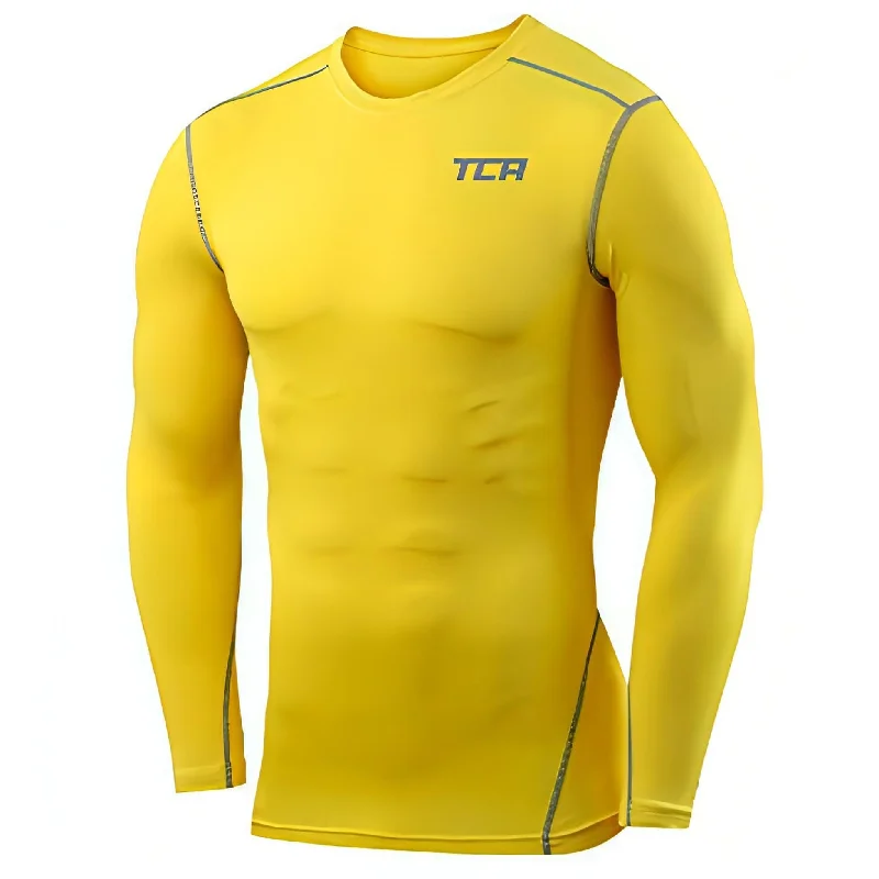 Women's Travel Outfit Set TCA Pro Performance Mens Long Sleeve Compression Top - Yellow