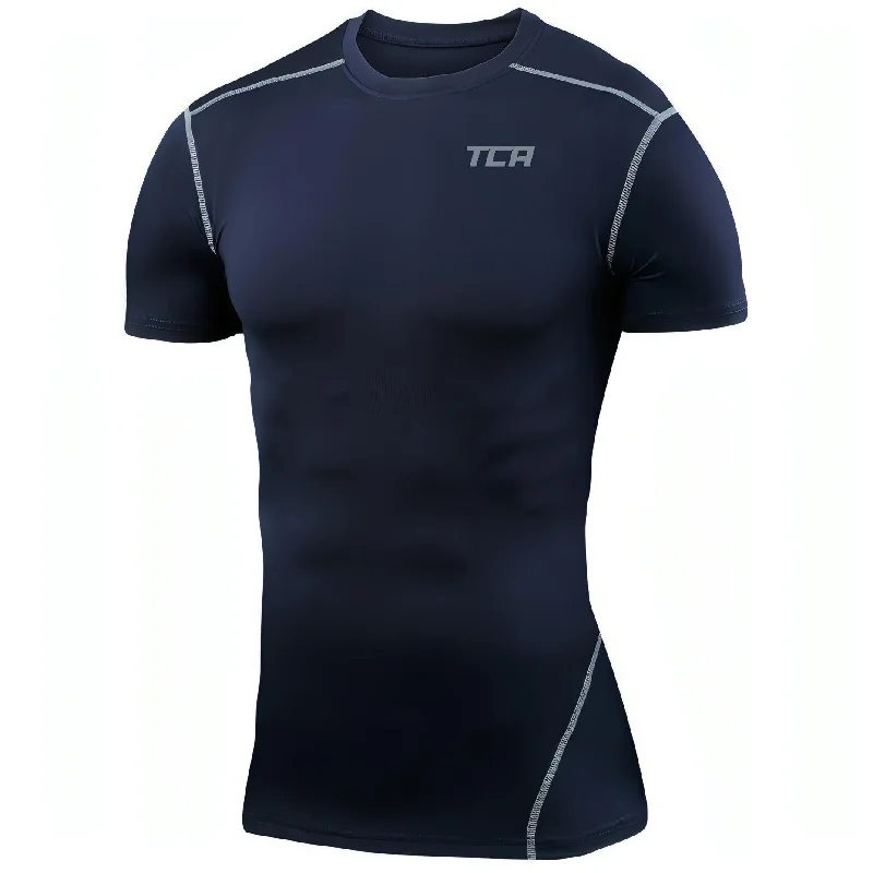 Formal Garments For Women TCA Pro Performance Short Sleeve Mens Compression Top - Navy