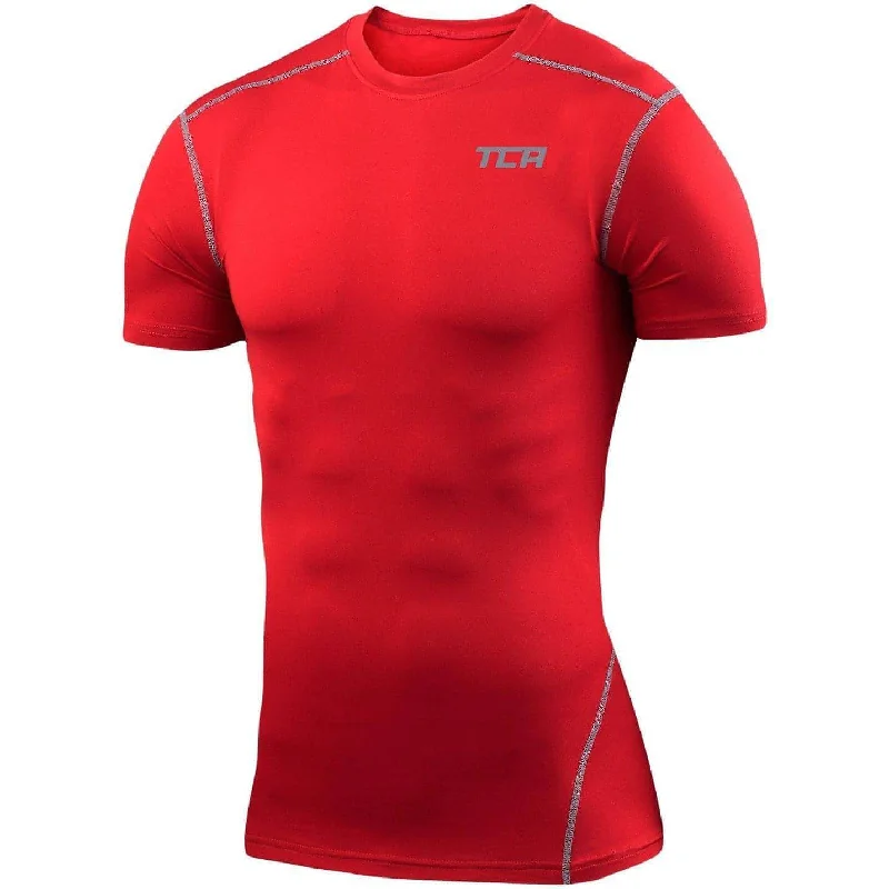 Women's Office Outfit TCA Pro Performance Short Sleeve Mens Compression Top - Red