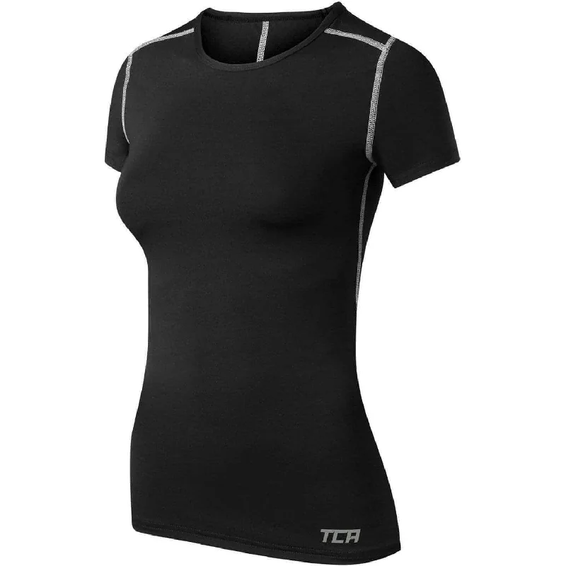 Women's Clothing Outfit Set TCA Pro Performance Womens Short Sleeve Baselayer Running Top - Black