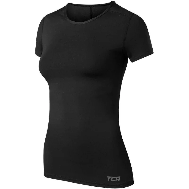 Women's Evening Outfit TCA Pro Performance Womens Short Sleeve Baselayer Running Top - Black
