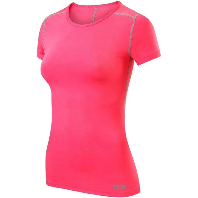 Sustainable Women's Clothing TCA Pro Performance Womens Short Sleeve Baselayer Running Top - Pink