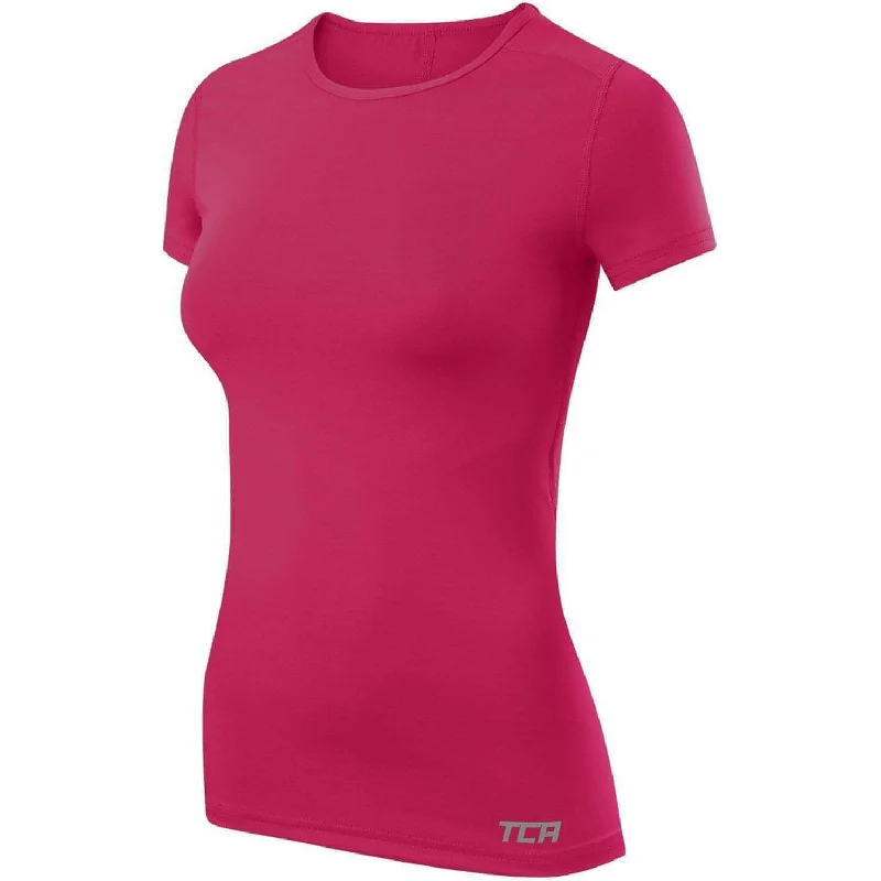 Women's Date Night Outfit TCA Pro Performance Womens Short Sleeve Baselayer Running Top - Pink