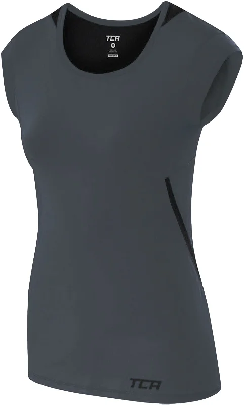 Modern Women's Outfit TCA Tech Lightweight Cap Short Sleeve Womens Running Top - Grey