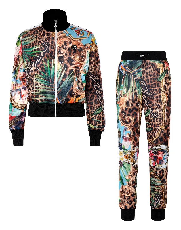 Women's Plus-Size Outfit Tracksuit Top/Trousers Baroque Flowers