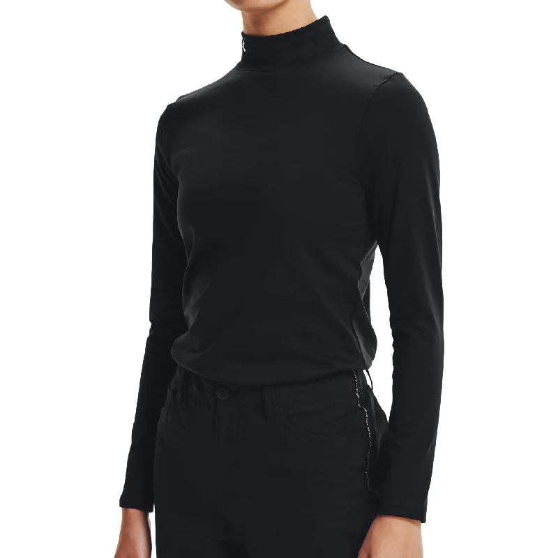 Women's High-End Clothing Under Armour ColdGear Infrared Storm Mock Neck Long Sleeve Women Golf Top - Black