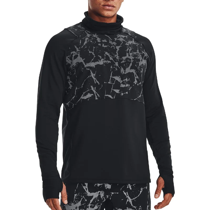 Women's Athletic Garments Under Armour OutRun The Cold Funnel Long Sleeve Mens Running Top - Black