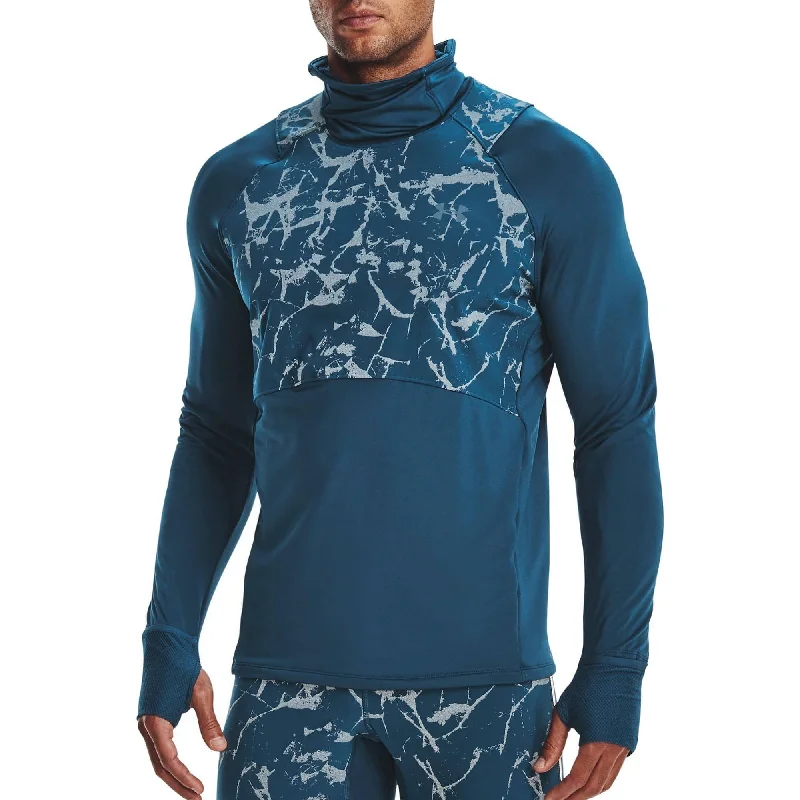 Casual Attire For Women Under Armour OutRun The Cold Funnel Long Sleeve Mens Running Top - Blue