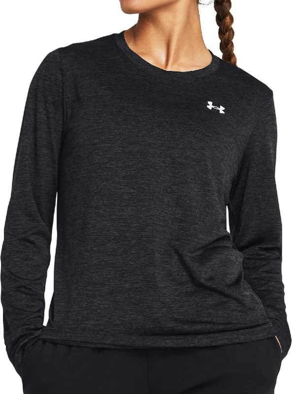 Vintage-Inspired Women's Apparel Under Armour Tech Twist Long Sleeve Womens Running Top - Black Vintage-Inspired Women's Apparel Under Armour Tech Twist Long Sleeve Womens Running Top - Black
