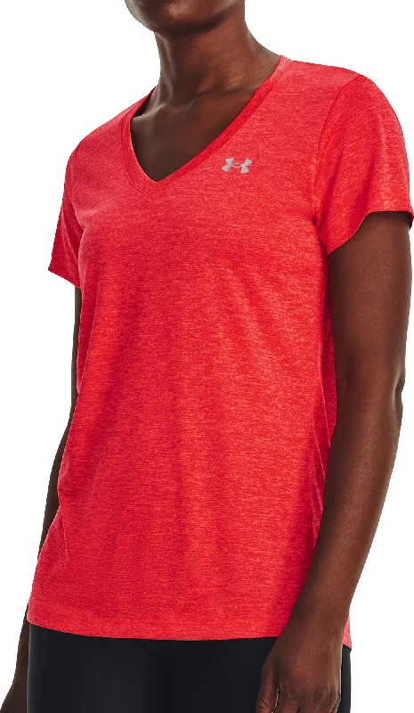 Comfortable Women's Apparel Under Armour Tech Twist V-Neck Short Sleeve Womens Running Top - Red