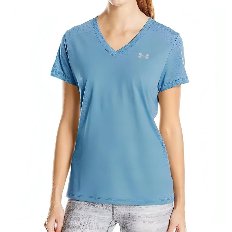 Stylish Women's Outerwear Apparel Under Armour Threadborne Twist Short Sleeve Womens Running Top - Blue Stylish Women's Outerwear Apparel Under Armour Threadborne Twist Short Sleeve Womens Running Top - Blue