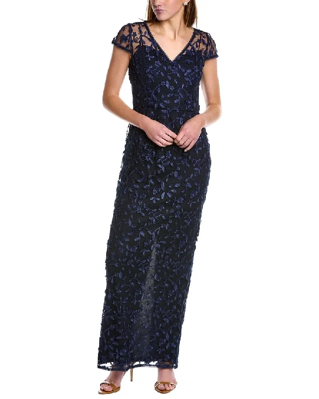 Stylish Women's Outerwear Apparel Adrianna Papell Embroidered Gown