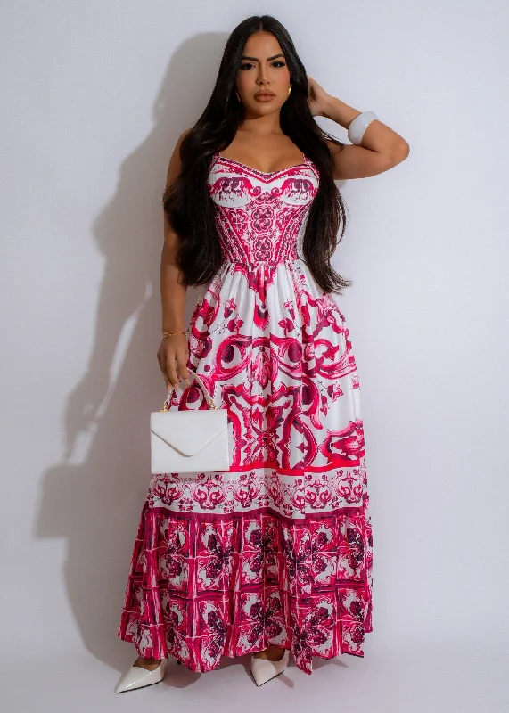Women's Professional Clothes Dainty Blossom Maxi Dress Red