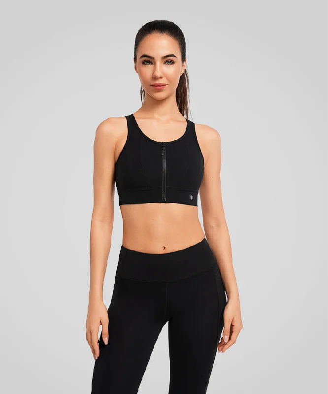Women's Travel Garments Echo Front Zip Perforated Solid Padded Running Bra | Women's High Support Sports Bra Women's Travel Garments Echo Front Zip Perforated Solid Padded Running Bra | Women's High Support Sports Bra