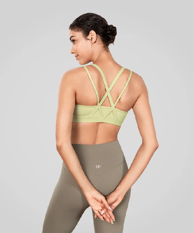 Women's Relaxed Outfit Echo Long Double Cross Straps Padded Yoga Bra | Women's Light Support Sports Bra Women's Relaxed Outfit Echo Long Double Cross Straps Padded Yoga Bra | Women's Light Support Sports Bra