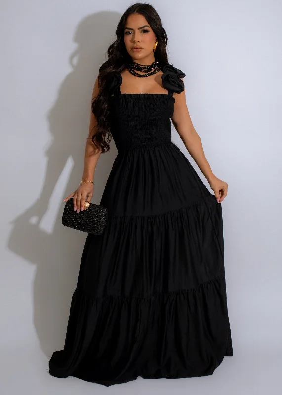 Timeless Women's Clothing Enchanted Rose Maxi Dress Black