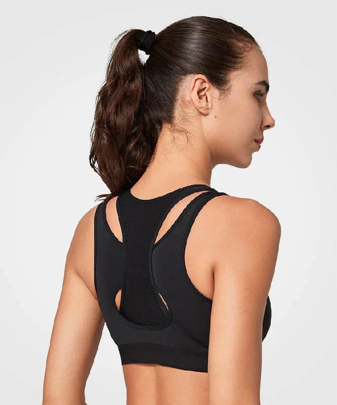 Women's Outfit Enfold Zip Mesh Racerback Padded Running Bra | Women's High Support Sports Bra Women's Outfit Enfold Zip Mesh Racerback Padded Running Bra | Women's High Support Sports Bra
