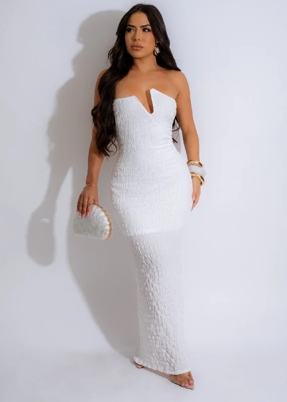 Casual Clothes For Women Flashing Lights Midi Dress White