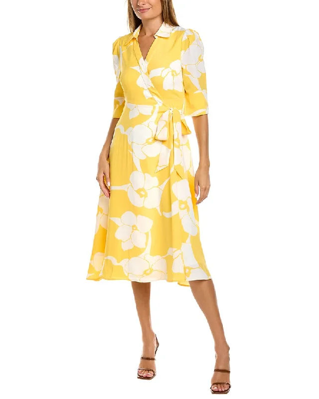 Women's Chic Apparel Gracia V-Neck Flower Wrap Dress