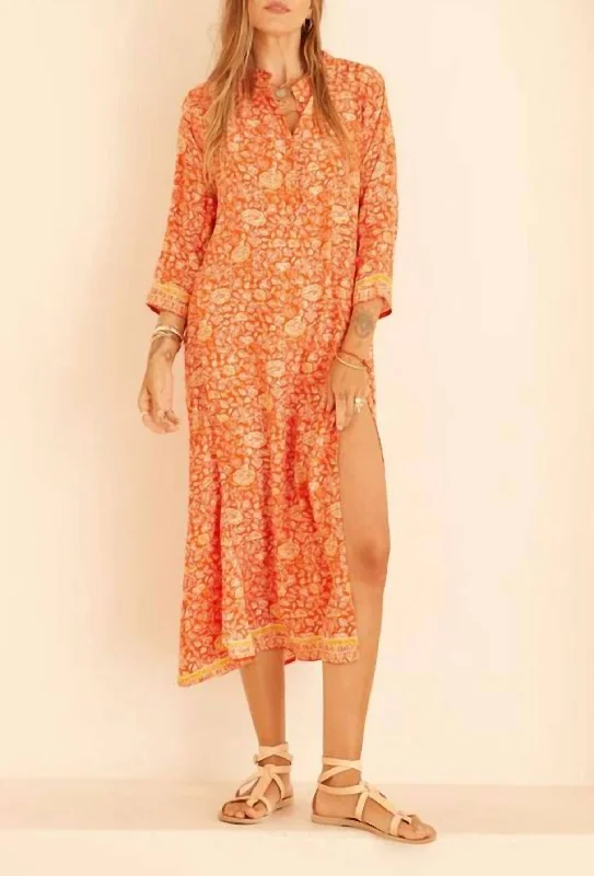 Fashionable Women's Clothes Isobel Silk Dress in Tuscany Sun