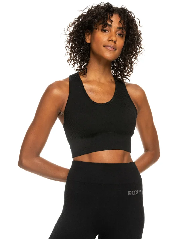 Women's Fashionable Attire For Work Leave A Little Love Rib Sports Bra - True Black