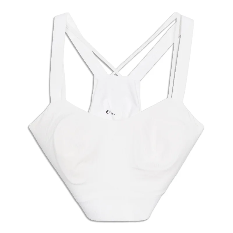 Chic Women's Outfit Like A Cloud Ribbed Longline Bra - Resale