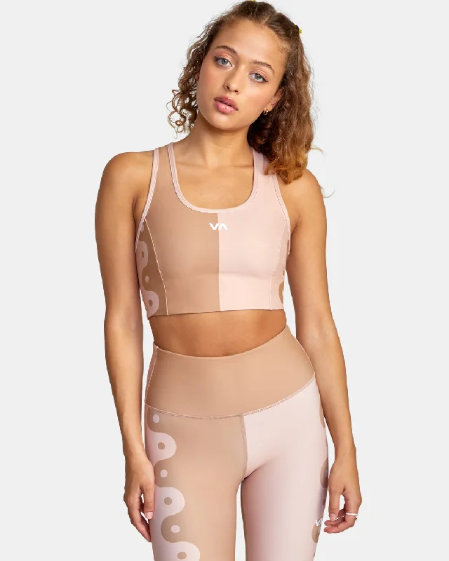 Women's Activewear Outfit Linear Yang Sports Bra - Linear Yang Dusty Rose