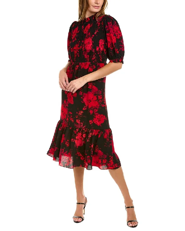 Women's Trendy Casual Clothes London Times Pebble Crepe Midi Dress