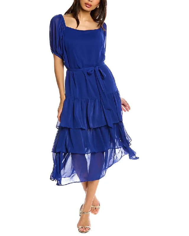 Stylish Women's Apparel MAISON TARA Solid Serena Midi Dress