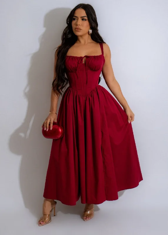 Women's Contemporary Apparel Making Marks Midi Dress Red