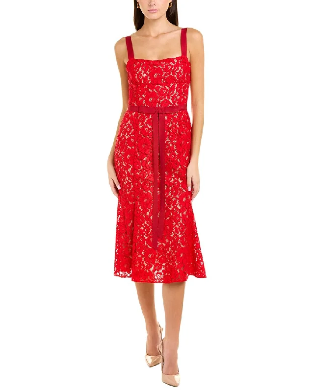 Women's High-Fashion Attire Oscar de la Renta Lace Midi Dress