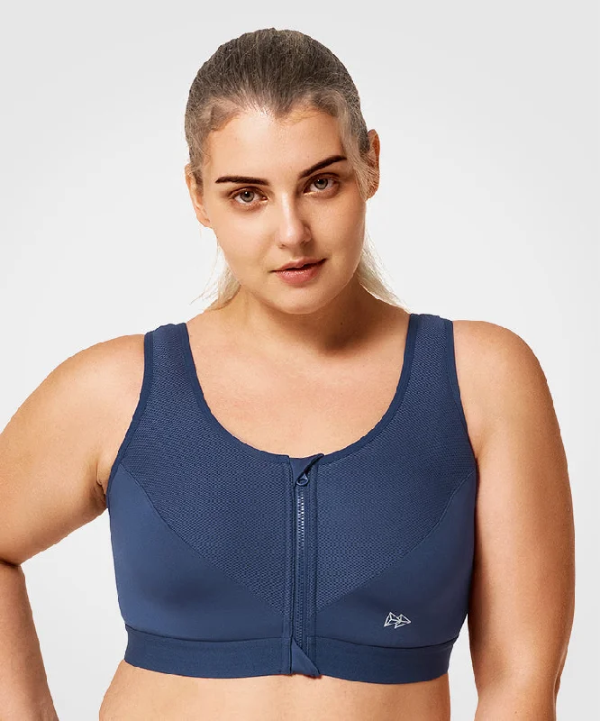 Women's Vacation Attire Power Classic Zip Running Bra | Women's High Support Sports Bra (Plus Size)