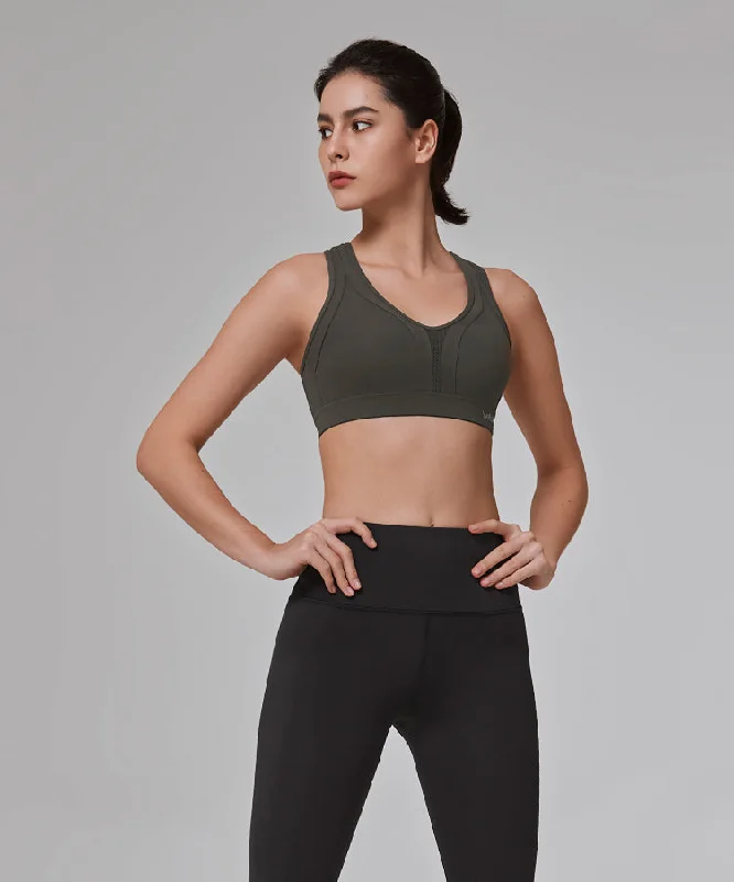 Women's Vintage-Inspired Outfit Power Cross Back Padded Running Bra | Women's High Support Sports Bra