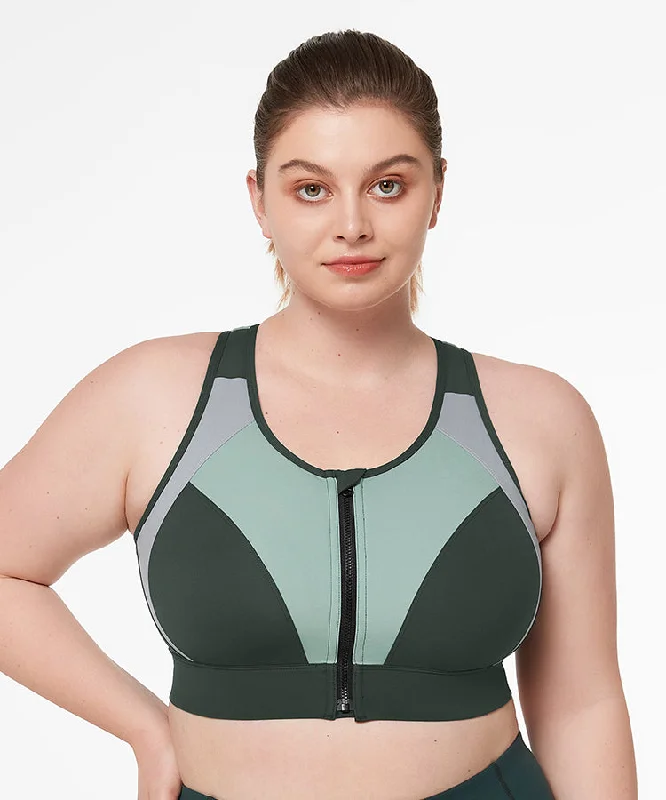 Women's Comfortable Lounge Outfit Power Zip Color Clash Padded Running Bra | Women's High Support Sports Bra Women's Comfortable Lounge Outfit Power Zip Color Clash Padded Running Bra | Women's High Support Sports Bra