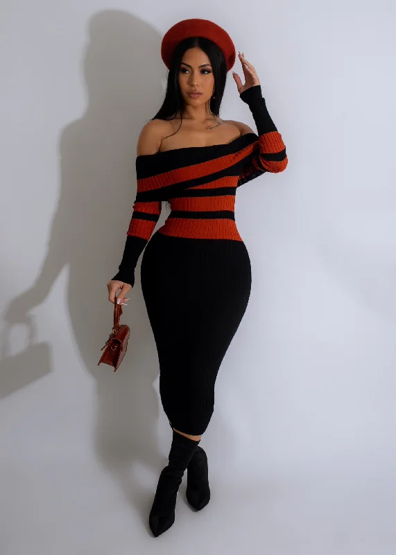 Women's Athletic Garments Rome Night Knitted Midi Dress Orange