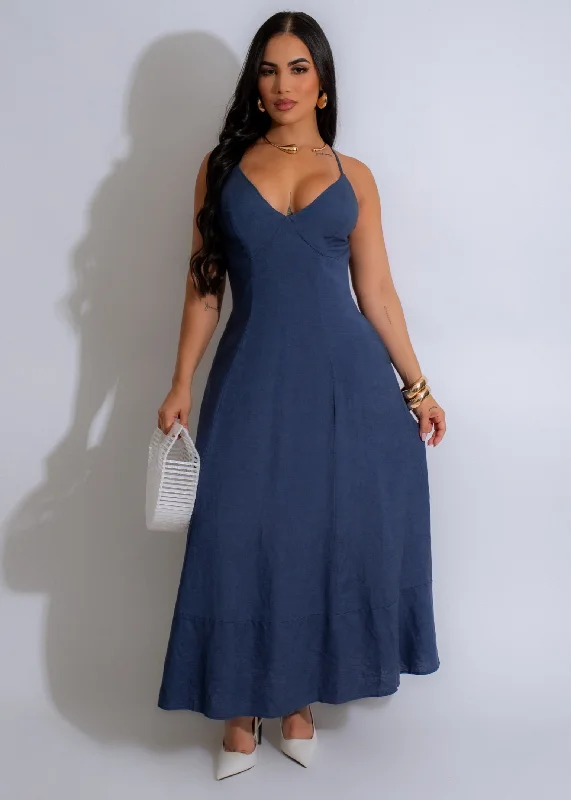 Women's Travel Attire Serene Dreams Maxi Dress Blue