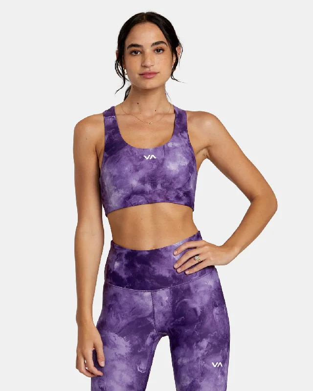 Women's Clothing With Trendy Designs VA Essential Mid Support Sports Bra - Grape Tie Dye