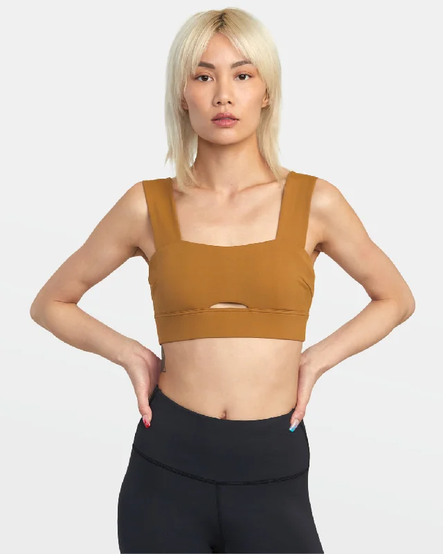 Comfortable Outfit For Women Wide Strap Sports Bra - Tobacco