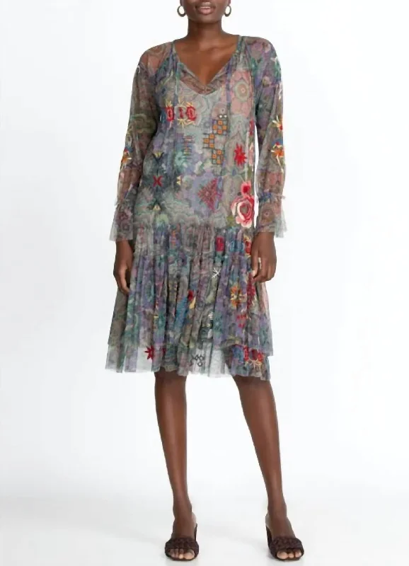 Vintage-Inspired Women's Apparel Wilde Mesh Dress in Multi