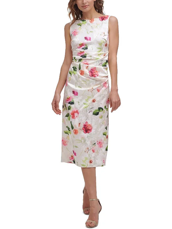 Women's Clothes And Apparel Womens Floral Midi Cocktail and Party Dress