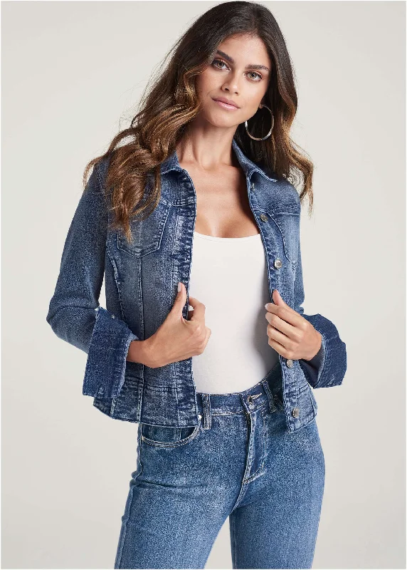 Stylish Women's Outfit Jean Jacket - Medium Wash