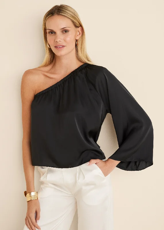 Affordable Women's Clothes One Shoulder Top - Black