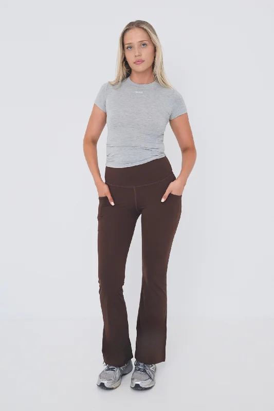 Women's Professional Attire Daze Flare Pocket Leggings - Espresso