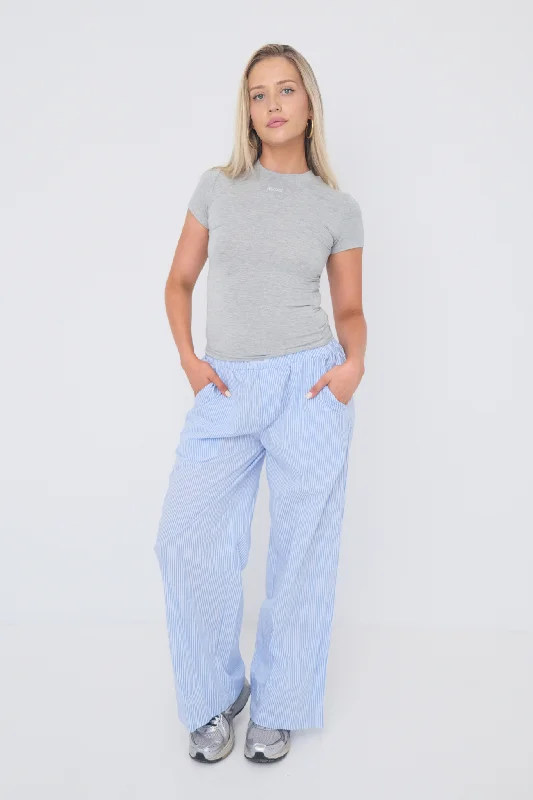 Affordable Trendy Clothes For Women Pinstripe Pants - Light Blue/White