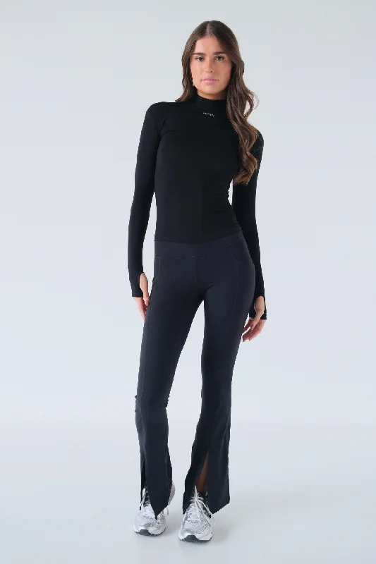 Women's High-Fashion Apparel Split Flare Pocket Leggings - Black