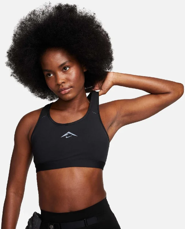 Women's Sporty Chic Clothes Trail Swoosh On-The-Run-Medium-Support Lightly Lined Sports Bra